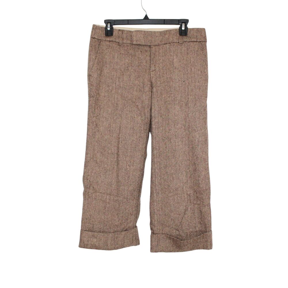 Y2K Old Navy women's wool blend capri slacks size 6 low waist herringbone brown